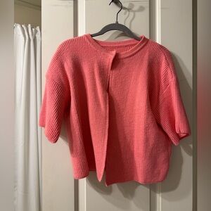 Coral Short-Sleeve Open Cardigan